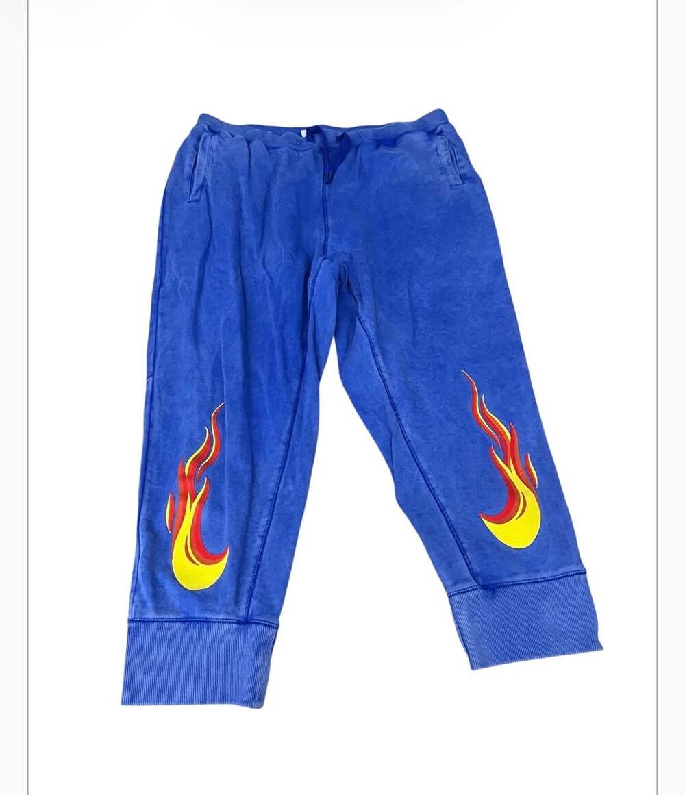 Nike Sportswear French Terry Flames Sweatpants Blue DZ3054-480 Men's Size 2XL